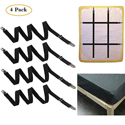 Product Cover FLSLHS Adjustable Elastic Bed Sheet fixator - Bed Sheet Clip, it can fix The Bed Sheet, it is Used for Sofa Cover, Bed Sheet, Table Cloth and More Mattress with All The Shapes（4 PCS）