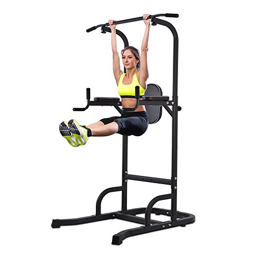 Product Cover OneTwoFit Multi-Function Power Tower Adjustable Height Home Fitness Workout Station Dip Stands Pull up Bar Push Up