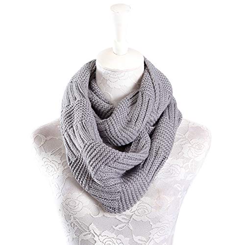 Product Cover Marte&Joven Knit Infinity Scarf for Women Fashion Winter Circle Loop Scarves(Red/Yellow/Gray/White/Black)