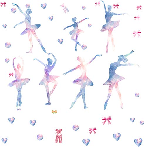 Product Cover Easma Ballet Wall Decals Ballerina Wall Decals Dancing Ballerinas Wall Decals Ballet Dancer Wall Decals Girl Wall Art Room Decor Girls Bedroom Decals Removable Peel and Stick Vinyl Wall Decals