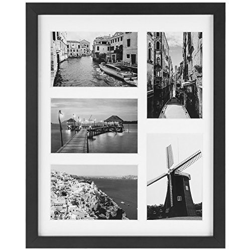 Product Cover ONE WALL Tempered Glass 11x14 Inch Collage Picture Frame for 4x6 Inch Photos with 5-Opening - Wall Mounting Hardware Included