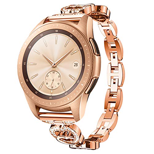 Product Cover Elobeth Compatible with Galaxy Watch Band 42mm Active/Active 2 40mm 44mm Bands Alloy Crystal Rhinestone Bracelet Women (Rose Gold)