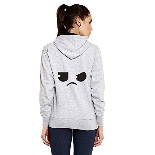Product Cover GOODTRY Women's Cotton Hoodies Back Print -Eyes-BLK-Grey Melange
