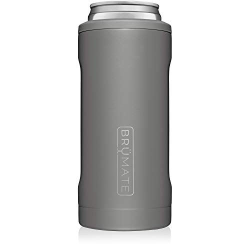 Product Cover BrüMate Hopsulator Slim Double-walled Stainless Steel Insulated Can Cooler for 12 Oz Slim Cans (Matte Gray)