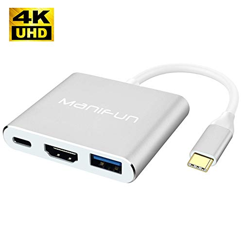 Product Cover USB C to HDMI Adapter, Manifun Type C USB 3.1 to HDMI 4K/USB 3.0/USB C Converter Cable Charging Port Adapter Cable Compatible MacBook, Chromebook Pixel, Samsung Galaxy S8/S9/Note 8/Note 9