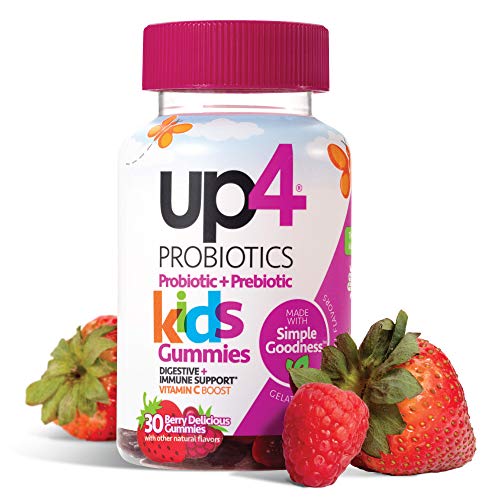Product Cover up4 Kids Probiotic Gummies | Digestive and Immune Support | Gelatin-free, Vegan, Non-GMO | With prebiotic and vitamin C | For ages 3+ | 30 count