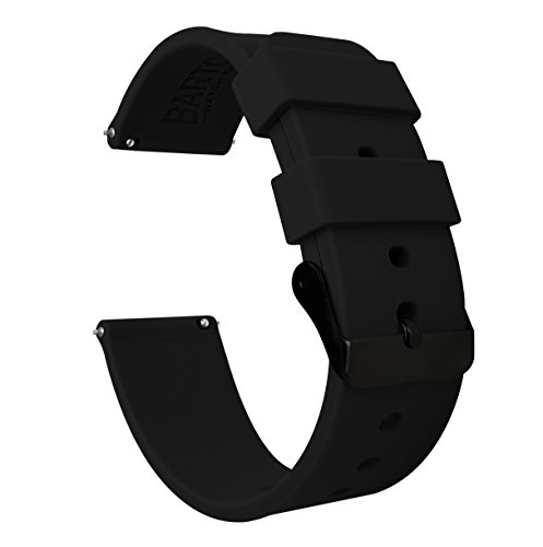 Product Cover 24mm Black - BARTON Watch Bands - Soft Silicone Quick Release - Black Buckle