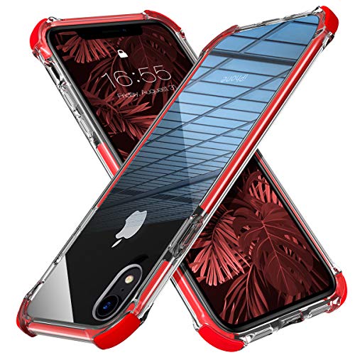 Product Cover MATEPROX iPhone XR Case Clear Anti-Yellow Heavy Duty Bumper Protective Shockproof Case for iPhone XR 6.1''(Red)