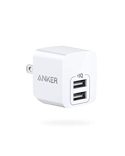 Product Cover Anker USB Charger, Anker PowerPort Mini Dual Port Phone Charger, Super Compact USB Wall Charger 2.4A Output & Foldable Plug for iPhone 11/11 Pro/Max/8/7/X, iPad Pro/Air 2/Mini 4, Samsung and More