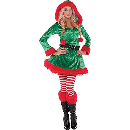 Product Cover Amscan Sassy Elf Costume for Women, Christmas Costume, Medium, with Included Accessories