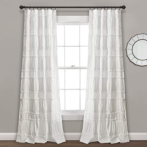 Product Cover Lush Decor, White Nova Ruffle Window Curtain Panel Pair, 84