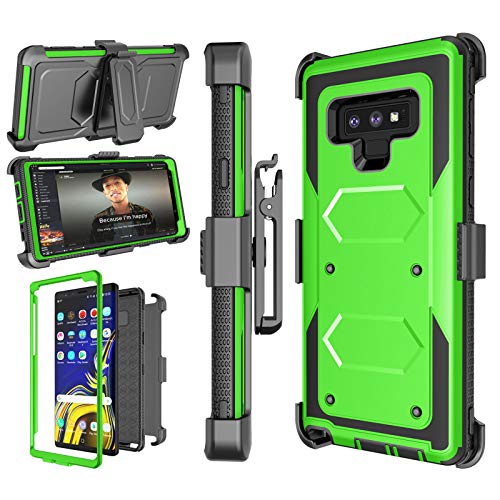 Product Cover Njjex Case Compatible with Samsung Galaxy Note 9, [Nbeck] Shockproof Heavy Duty Rugged Locking Swivel Holster Belt Clip Kickstand Full Body Hard Shell Phone Cover Case for Samsung Note 9 [Green]