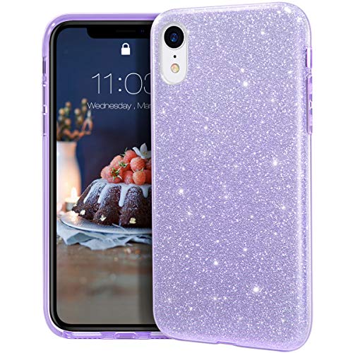 Product Cover MATEPROX iPhone XR Case Glitter Slim Shiny Sparkle Crystal Bling Cover Cute Girls Case for iPhone XR 6.1'' (Purple)