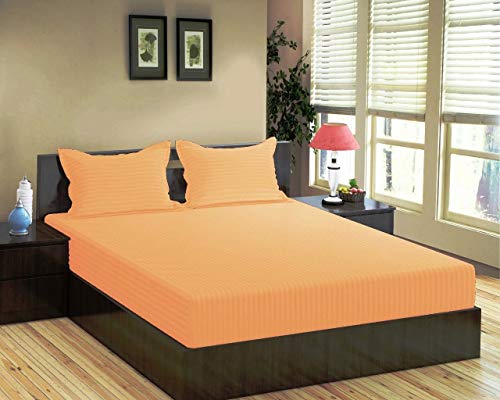 Product Cover Trance Home Linen Cotton 200 Tc Single Fitted Bedsheet with 1 Pillow CoverPeach