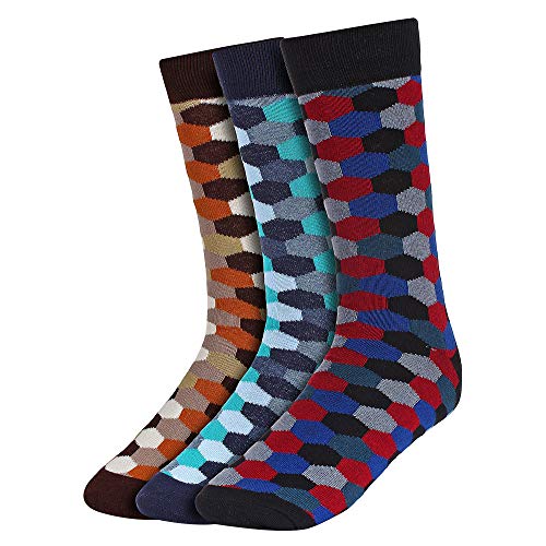 Product Cover Creature Men's Cotton Calf Length Colorful Casual Socks Combo of 3(SCS-14.1)