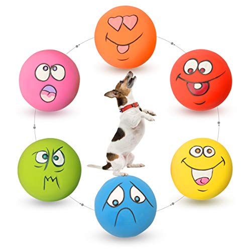 Product Cover HOLYSTEED Latex Dog Squeaky Toys Rubber Soft Dog Toys Chewing Squeaky Toy Fetch Play Balls Toy for Puppy Small Medium Pets Dog 6pcs
