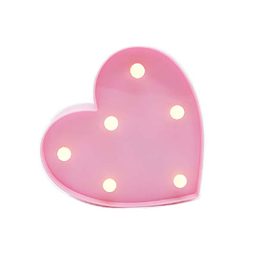 Product Cover 3D Love Heart LED Lamp Light Decorative Night Light Battery Operated Marquee Signs Letter Romantic Night Table Wall Decoration for Party,Kids' Room,Living Room,Bedroom Christmas (Pink)