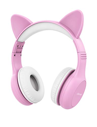 Product Cover iClever Kids Headphones - Wired Headphones for Kids Stereo Sound Adjustable Headband Cat Ear Microphone Foldable Tangle-Free Wires 94dB Volume Limiting - Childrens Headphones Over Ear, Pink