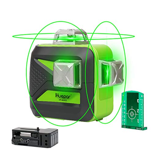 Product Cover Huepar 3D Green Beam Self-Leveling Laser Level 3x360 Cross Line Laser Three-Plane Leveling and Alignment Line Laser Level -Two 360° Vertical and One 360° Horizontal Line -Magnetic Pivoting Base 603CG