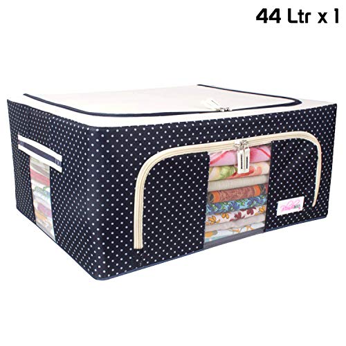 Product Cover BlushBees® Living Box - Storage Boxes for Clothes, Saree Cover Bags - 44 Litre, Pack of 1, Polka Dot Blue