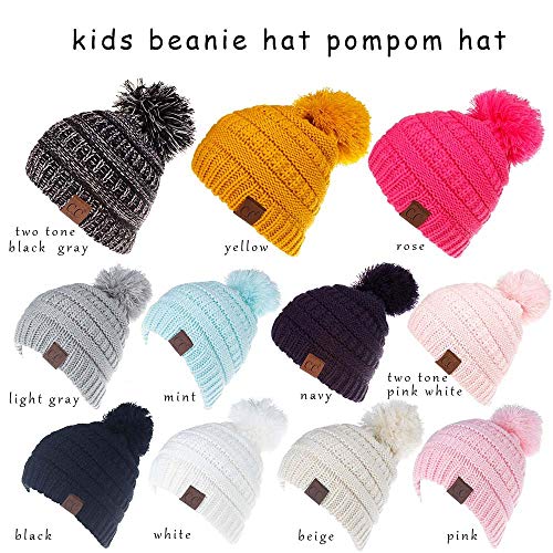Product Cover KPWIN Toddler Winter Hats, Baby Kids Toddler Cable Knit Winter Beanie Hat with Pom Pom