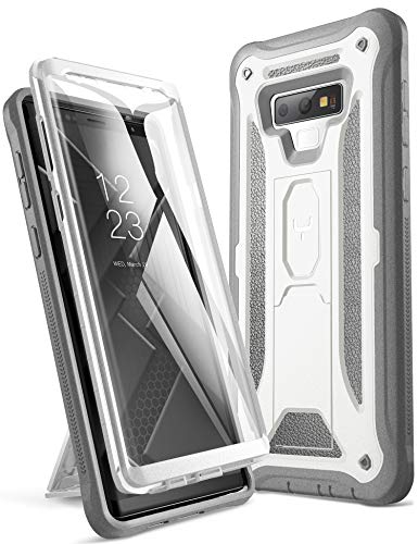 Product Cover YOUMAKER Kickstand Case for Galaxy Note 9, Full Body with Built-in Screen Protector Heavy Duty Protection Shockproof Rugged Cover for Samsung Galaxy Note 9 (2018) 6.4 Inch - White/Gray