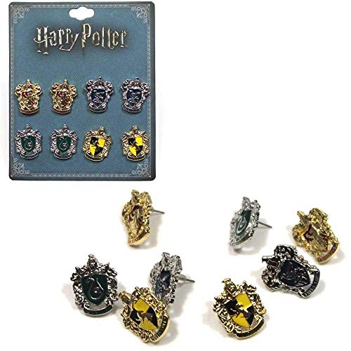 Product Cover Harry Potter 4 pack Licensed Earrings House Crest Logo Gryffindor Ravenclaw Slytherin Hufflepuff