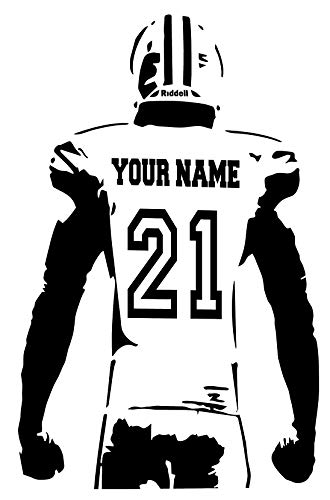 Product Cover Personalized Custom Football Wall Decal - Choose Your Name & Numbers Custom Player Jerseys Vinyl Decal Sticker Decor Kids Bedroom (23