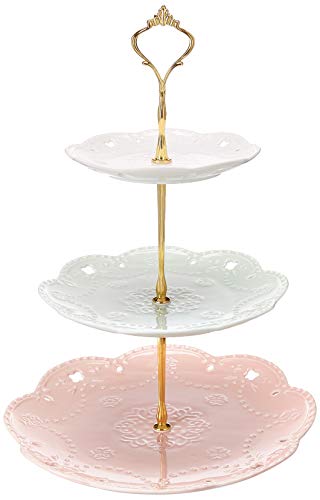 Product Cover 3 Tier Cupcake Stand - Serving Tray for weddings, birthdays, buffet etc - three tiered serving dessert stand | best gifts under 15