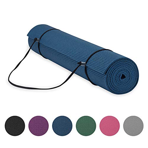 Product Cover Gaiam Essentials Premium Yoga Mat with Yoga Mat Carrier Sling, Navy, 72