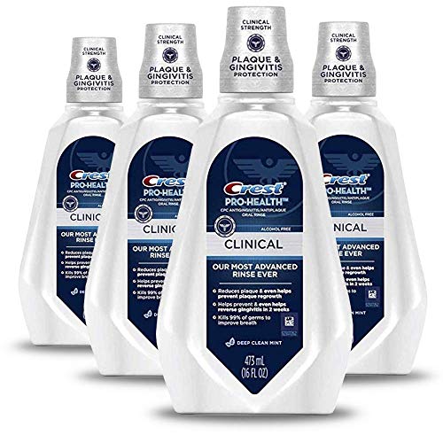 Product Cover Crest Pro-Health Clinical Mouthwash, Gingivitis Protection, Alcohol Free, Deep Clean Mint, 473 Ml, 4 Count