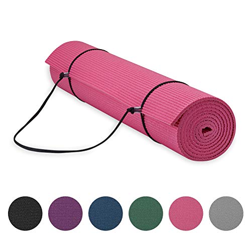 Product Cover Gaiam Essentials Premium Yoga Mat with Yoga Mat Carrier Sling, Pink, 72