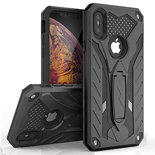 Product Cover Zizo Static Series Compatible with iPhone Xs Max with Built in Kickstand, Impact Resistant and Military Grade (Black & Black)