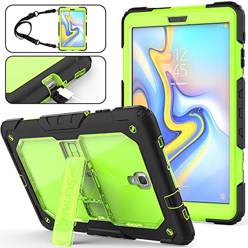 Product Cover Galaxy Tab A 10.5 SM-T590/T595/T597 Case, Full-Body Heavy Duty & Drop-proof Hybrid Armor Protective Case with Kickstand & Portable Shoulder Strap for Samsung Galaxy Tab A 10.5 Inch 2018 (Green+Black)