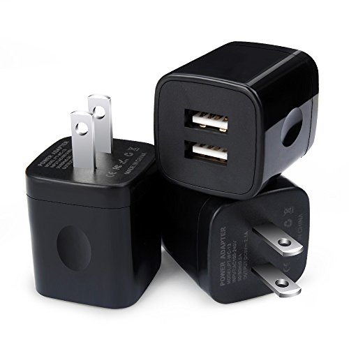 Product Cover Charging Plug, Sixsim 3 Pack 2.1A/5V Charging Block Phone Charger Box Double USB Wall Charger Compatible iPhone XS MAX X 8 7 6 Plus, iPad, Samsung Galaxy S9 S8 S7, LG, HTC, Sony, Android, More Phones