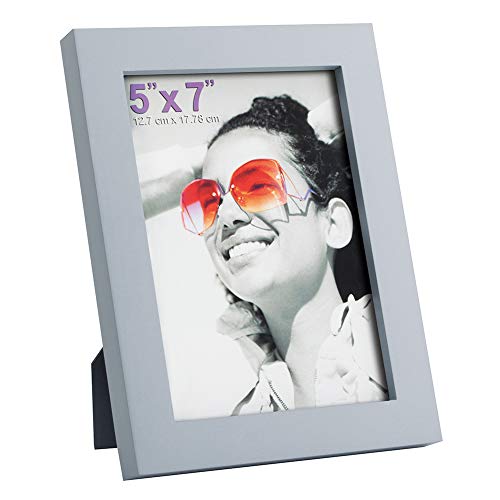Product Cover RPJC 5x7 Picture Frames Made of Solid Wood High Definition Glass for Table Top Display and Wall Mounting Photo Frame Silvery Grey