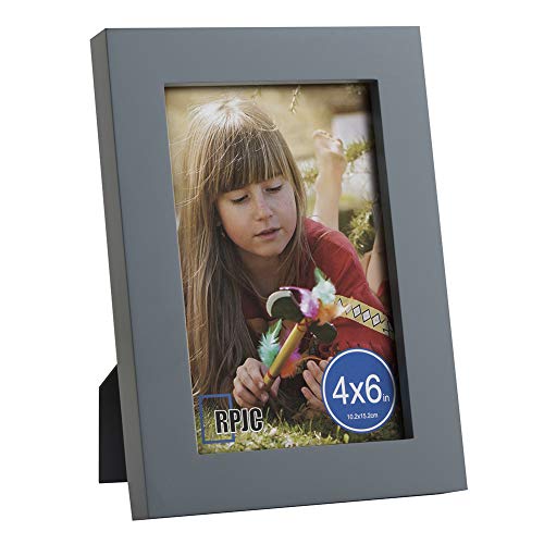 Product Cover RPJC 4x6 Picture Frames Made of Solid Wood High Definition Glass for Table Top Display and Wall Mounting Photo Frame Grey