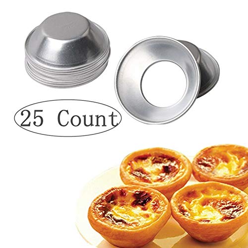 Product Cover Pack of 25 Pcs Mini Tiny Pie Muffin Cupcake Pans Tin Egg Tart Mold Bakeware -NonStick Puto Cup