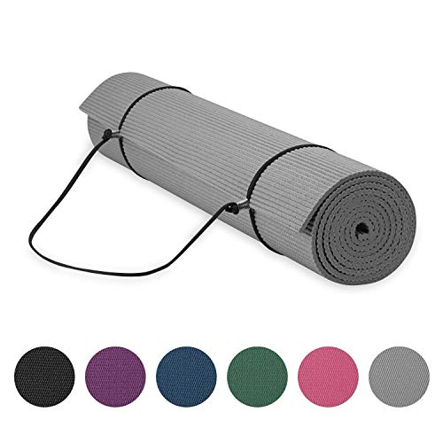 Product Cover Gaiam Essentials Premium Yoga Mat with Yoga Mat Carrier Sling, Grey, 72