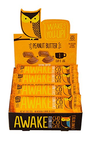 Product Cover Awake Caffeinated Chocolate Energy Bar, Peanut Butter, 12 Count