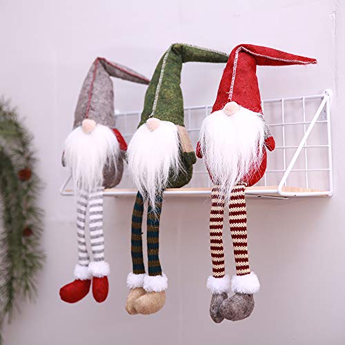 Product Cover Flying Spoon 3pcs Handmade Christmas Gnome Decoration Swedish Figurines Sitting Long-Legged Christmas elf Bottle Decoration Set