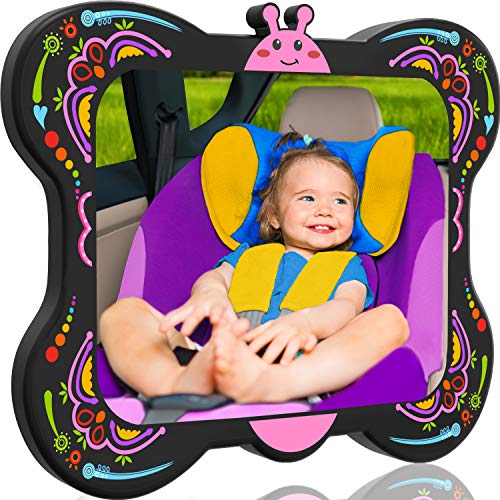 Product Cover COZY GREENS Baby Car Mirror Butterfly | 100% Lifetime Satisfaction Guarantee | Shatterproof & Crash Tested | Largest and Most Stable | Baby Mirror for Car Carseat | Mirrors Backseat Rear Facing Kids