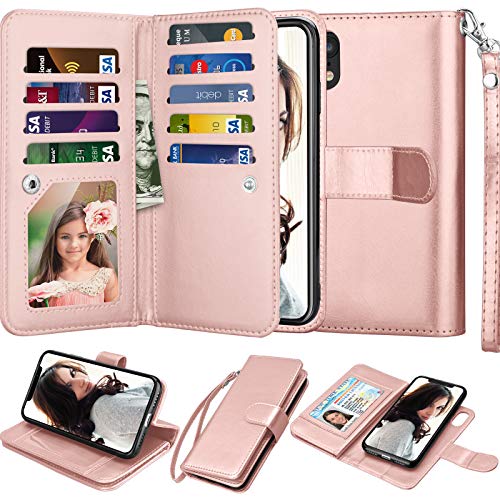 Product Cover Njjex Wallet Case for iPhone XR, for iPhone XR Case, PU Leather [9 Card Slots] ID Credit Holder Folio Flip Cover [Detachable][Kickstand] Magnetic Phone Case & Lanyard for iPhone XR 6.1