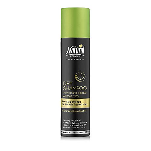 Product Cover Natural Formula Dry Shampoo (For Heat or Keratin Treated Hair) - Keratin Infused Dry Shampoo Hair Spray - Sodium Chloride Salt, Talc And Paraben Free Dry Shampoo For Straightened Or Heat-Designed Hair