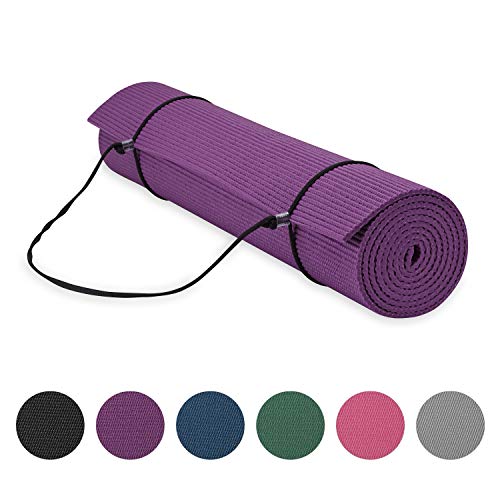 Product Cover Gaiam Essentials Premium Yoga Mat with Yoga Mat Carrier Sling, Purple, 72