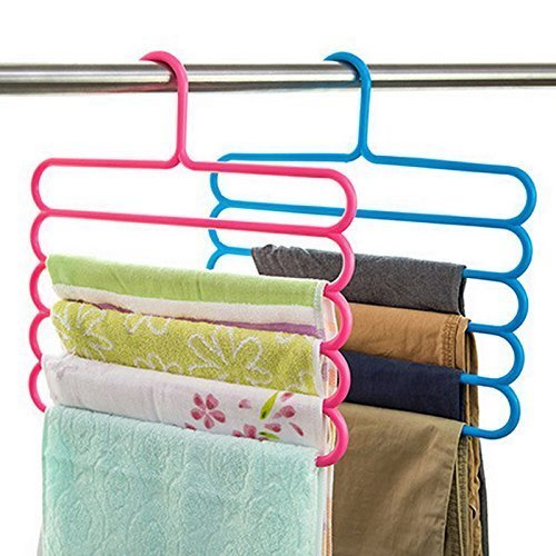 Product Cover Inditradition Wardrobe Cloth Hangers | 5 Layer Space Saving Hangers, Pack of 4 (Multi-Color)