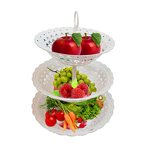 Product Cover Inditradition 3 Layer Multipurpose Kitchen Storage Basket Rack | Space Saving Fruit & Vegetable Storage Baskets, Food-Grade Plastic, White