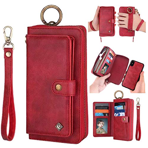 Product Cover iPhone XR Leather Flip Case Cover,iPhone XR Wallet Case for Women and Men,AIFENG [14 Card Holder][Zipper][Magnetic Detachable] Wallet Folio Case Leather Pouch for iPhone XR(6.1