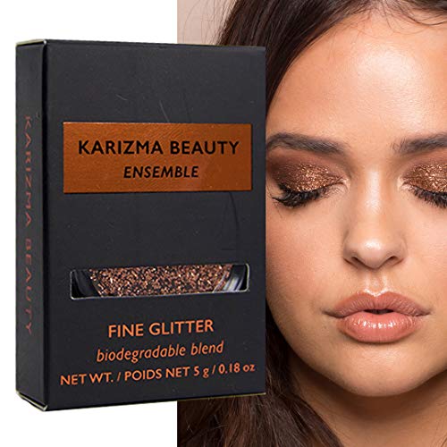 Product Cover Ensemble Biodegradable Fine Glitter // Karizma Beauty Bronze Face Glitter Loose Eyeshadow