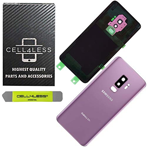 Product Cover CELL4LESS Compatible Back Glass Cover Back Door w/Pre-Installed Camera Lens - Adhesive-Removal Tool- Camera Lens for Samsung Galaxy S9+ Plus - All Models G965 All Carriers- OEM Replacement (Purple)